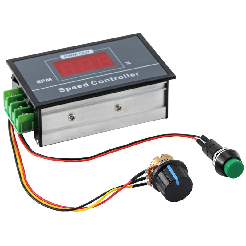 Greluma جريلوما قطعة واحدة، تحكم في سرعة محرك PWM قابل للتعديل بجهد DC 6-60V 12V 24V 36V 48V 30A، مع شاشة رقمية ومفتاح بدء/إيقاف - Image 1