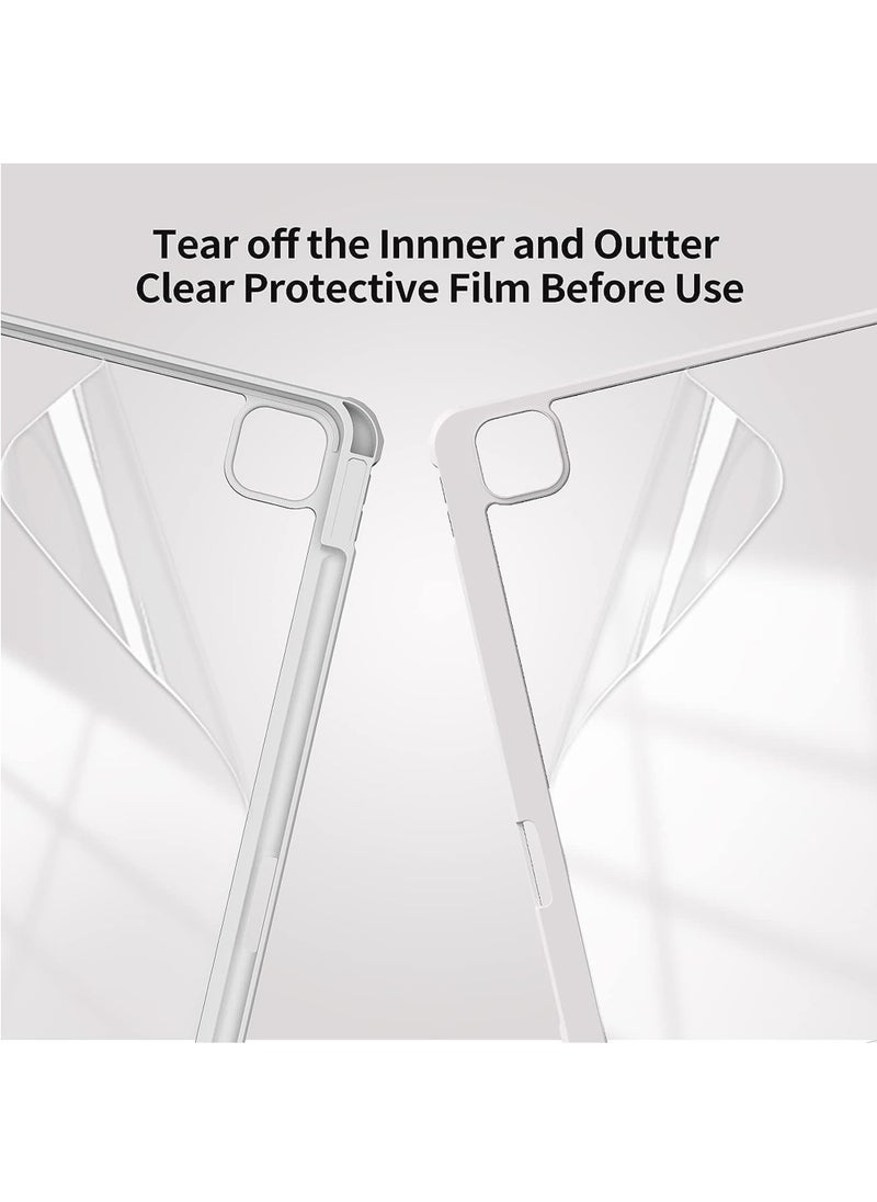 Case Cover For Apple iPad Pro 11 inch (2022/2021/2020/2018) Generation with Pencil Holder, [Support Apple Pencil Charging and Touch ID], Clear Transparent Case with Auto Wake/Sleep