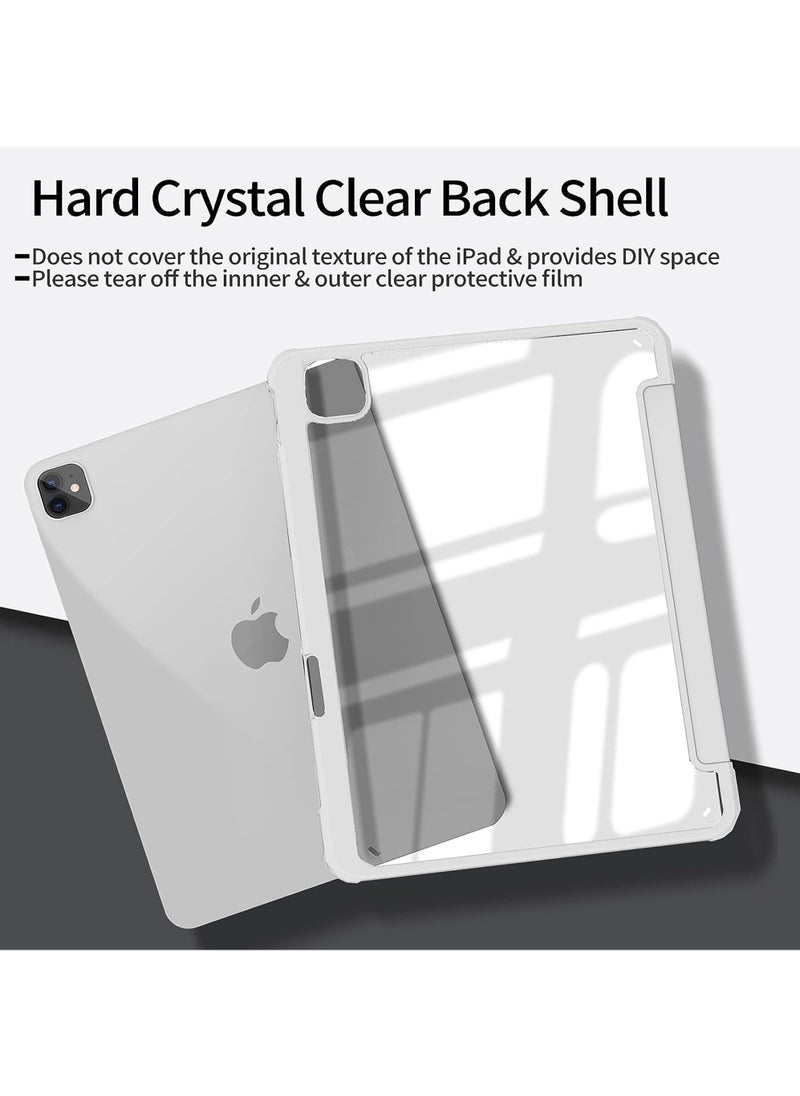 Case Cover For Apple iPad Pro 11 inch (2022/2021/2020/2018) Generation with Pencil Holder, [Support Apple Pencil Charging and Touch ID], Clear Transparent Case with Auto Wake/Sleep