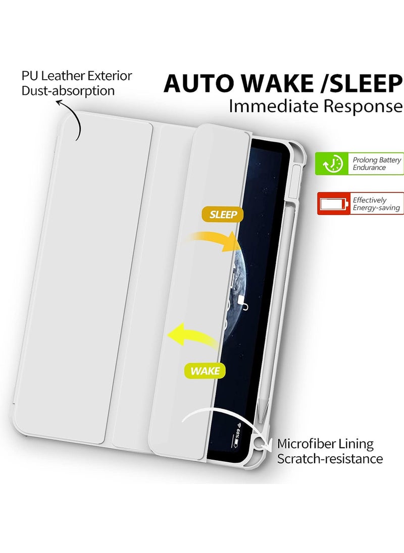 Case Cover For Apple iPad Pro 11 inch (2022/2021/2020/2018) Generation with Pencil Holder, [Support Apple Pencil Charging and Touch ID], Clear Transparent Case with Auto Wake/Sleep