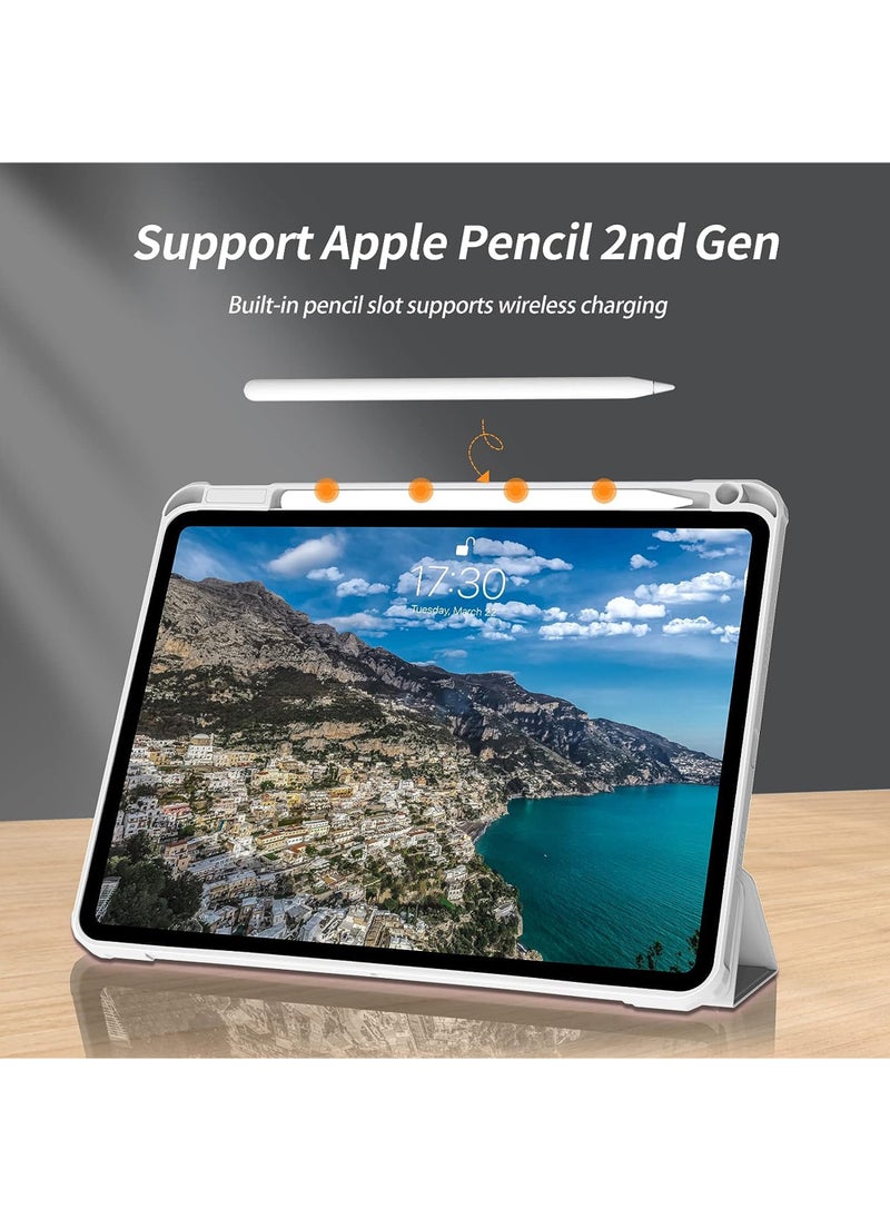 Case Cover For Apple iPad Pro 11 inch (2022/2021/2020/2018) Generation with Pencil Holder, [Support Apple Pencil Charging and Touch ID], Clear Transparent Case with Auto Wake/Sleep