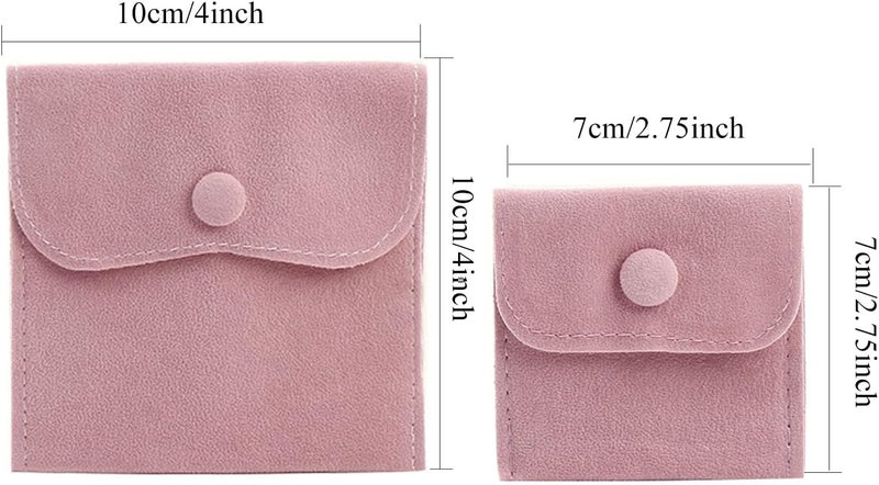 Hsiwto Pack of 10 Velvet Jewelry Pouch Storage Bags Portable Jewelry Gift Bag With Snap Button, Large Pink - Image 2