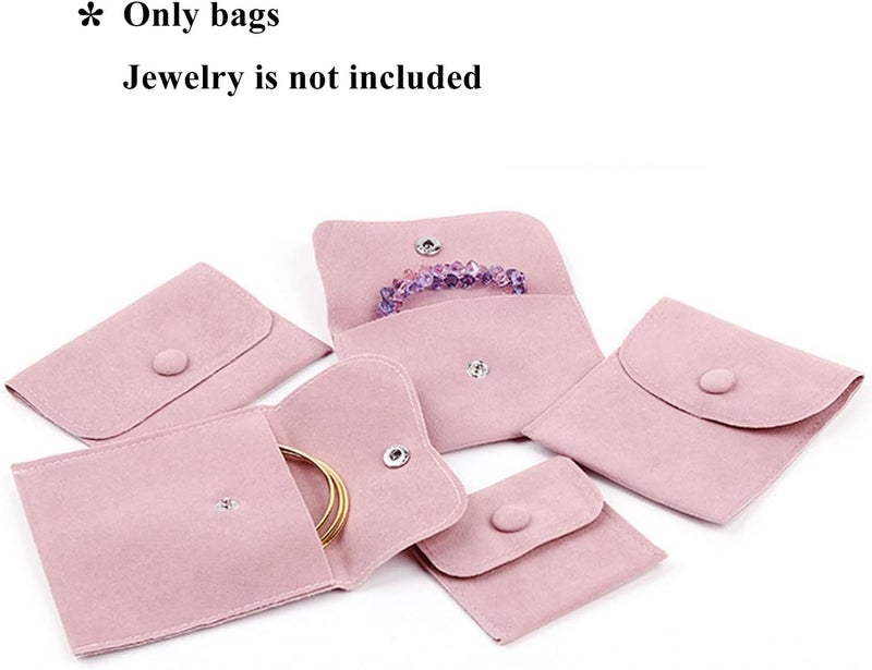 Hsiwto Pack of 10 Velvet Jewelry Pouch Storage Bags Portable Jewelry Gift Bag With Snap Button, Large Pink - Image 5