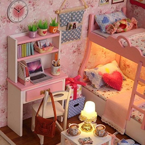 Ogrmar مجموعة منزل دمى خشبية أوجمار المصغرة DIY مع غطاء وضوء LED - عمر الزهور - Image 5