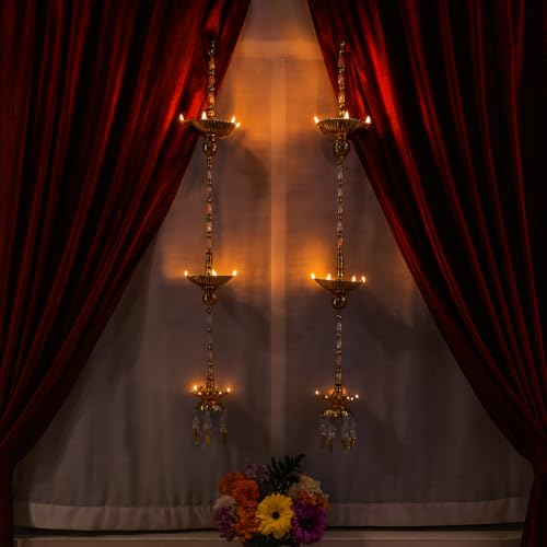 Zerya Hanging 5 Deep Multi Layer Electric Deepak Light Pooja Deep Rice LED Light for Door Entrance, Mandir Deep for Home Temple Decor Electric Deep (3 Step Hanging, Pack of 2) - Image 3