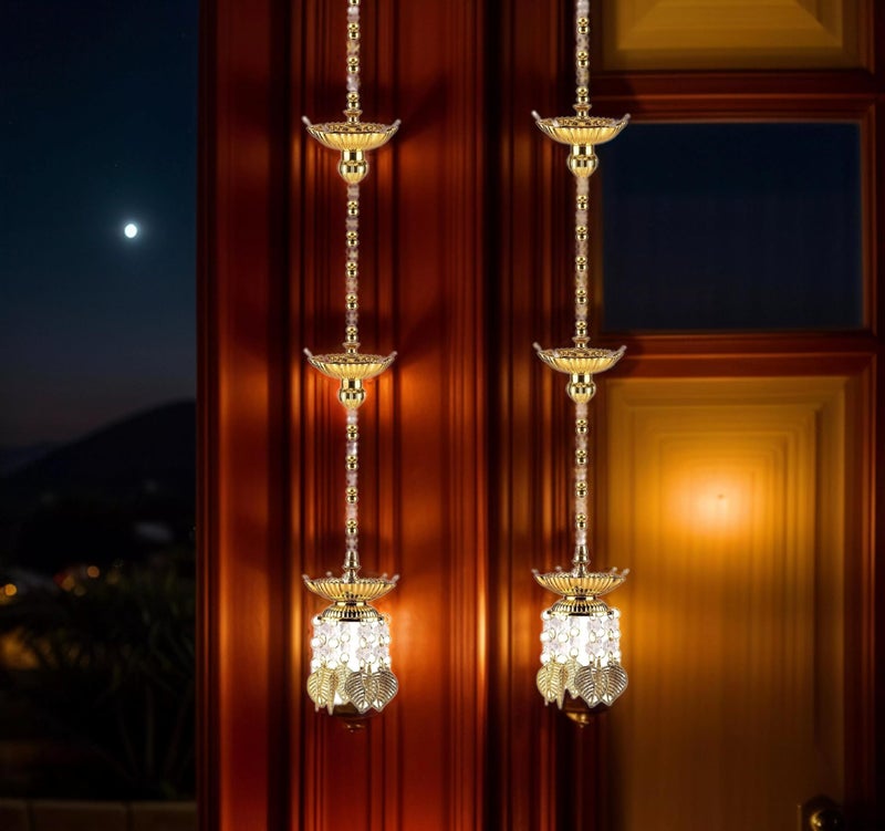 Zerya Hanging 5 Deep Multi Layer Electric Deepak Light Pooja Deep Rice LED Light for Door Entrance, Mandir Deep for Home Temple Decor Electric Deep (3 Step Hanging, Pack of 2) - Image 5