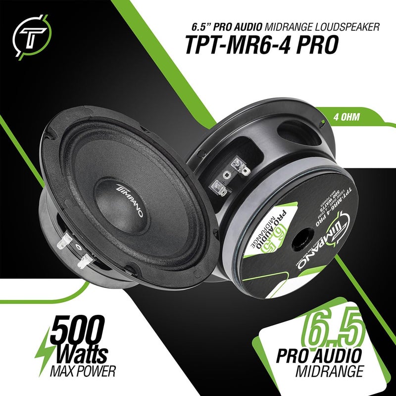 Timpano 6.5 Inch Shallow Midrange Speaker 500 Watts Max Power TPT-MR6-4 PRO, 6.5 Midrange Speakers 4 Ohm Shallow Mount Car Audio Speaker, Pro Audio Loudspeaker Compact for Doors (Single) - Image 2