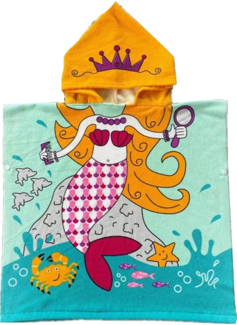Cutie Cute Kids Hooded Beach Bath Towel Poncho for Age 4-10 Years - Swim Pool Coverup Poncho Cape Multi-use for Bath/Shower/Pool/Swim  - Image 2