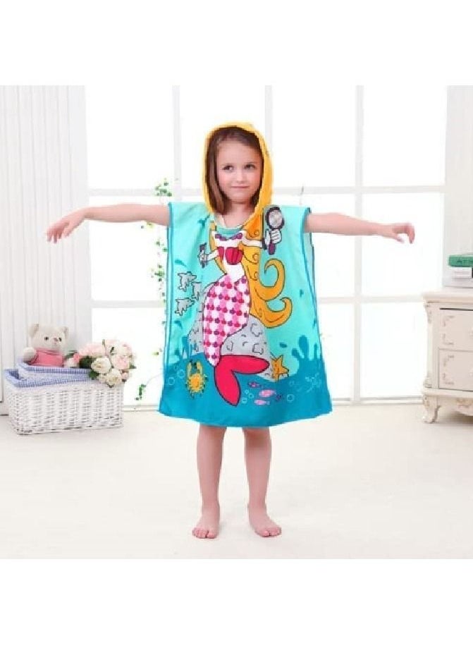 Cutie Cute Kids Hooded Beach Bath Towel Poncho for Age 4-10 Years - Swim Pool Coverup Poncho Cape Multi-use for Bath/Shower/Pool/Swim  - Image 1