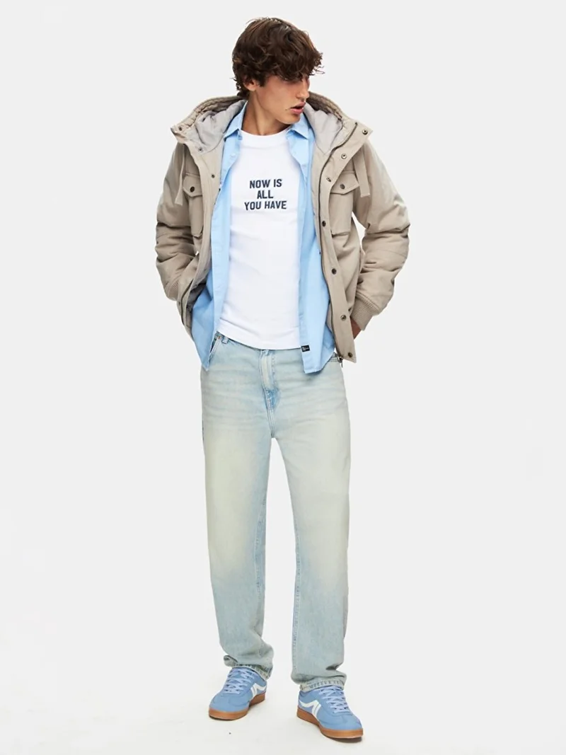 ال تي بي Hooded Plain Grey Coat