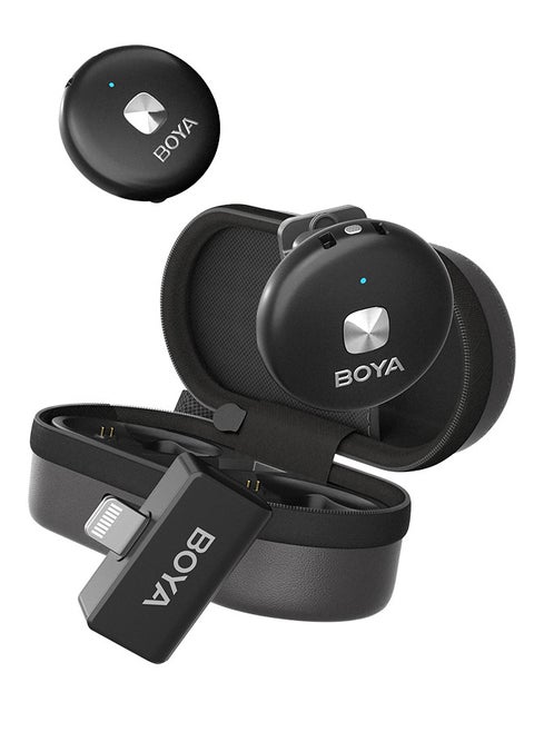 BOYA Omic-D Wireless Lavalier Microphone for iPhone iPad iOS Device, 50M Los Range, Hi-Fi Audio, Smart Noise Cancellation, 15H Duration, wireless Mini Lapel Mic for Recording Vlogging Interview