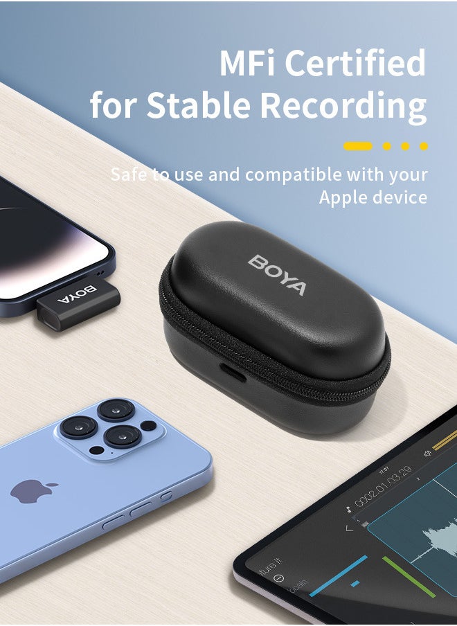 BOYA - BOYA Omic-D Wireless Lavalier Microphone for iPhone iPad iOS Device, 50M Los Range, Hi-Fi Audio, Smart Noise Cancellation, 15H Duration, wireless Mini Lapel Mic for Recording Vlogging Interview - Image 1