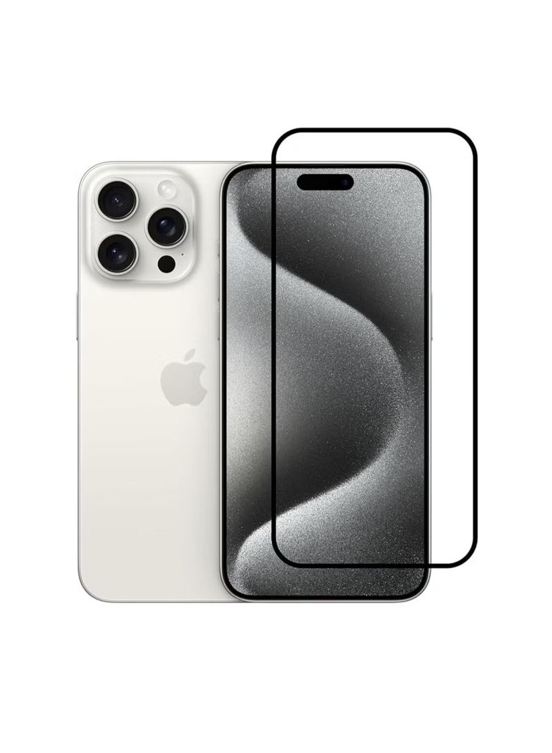 آيفون آبل 16 برو ماكس واقي الشاشة - زجاج مقسّى فاخر للشاشة الكاملة آيفون آبل 16 برو ماكس شفافية عالية، ملمس دقيق، مضاد للانفجار، حواف مقوسة ناعمة، سهل التركيب - Image 1