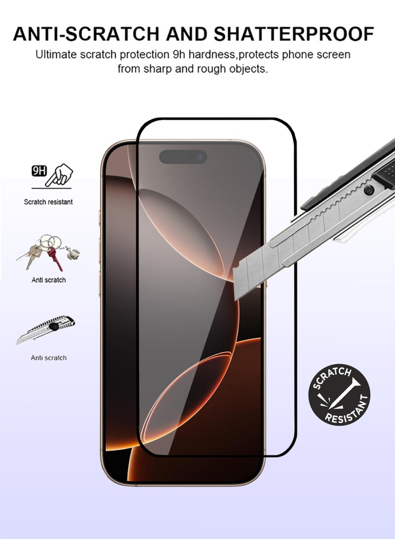 آيفون آبل 16 برو ماكس واقي الشاشة - زجاج مقسّى فاخر للشاشة الكاملة آيفون آبل 16 برو ماكس شفافية عالية، ملمس دقيق، مضاد للانفجار، حواف مقوسة ناعمة، سهل التركيب - Image 2