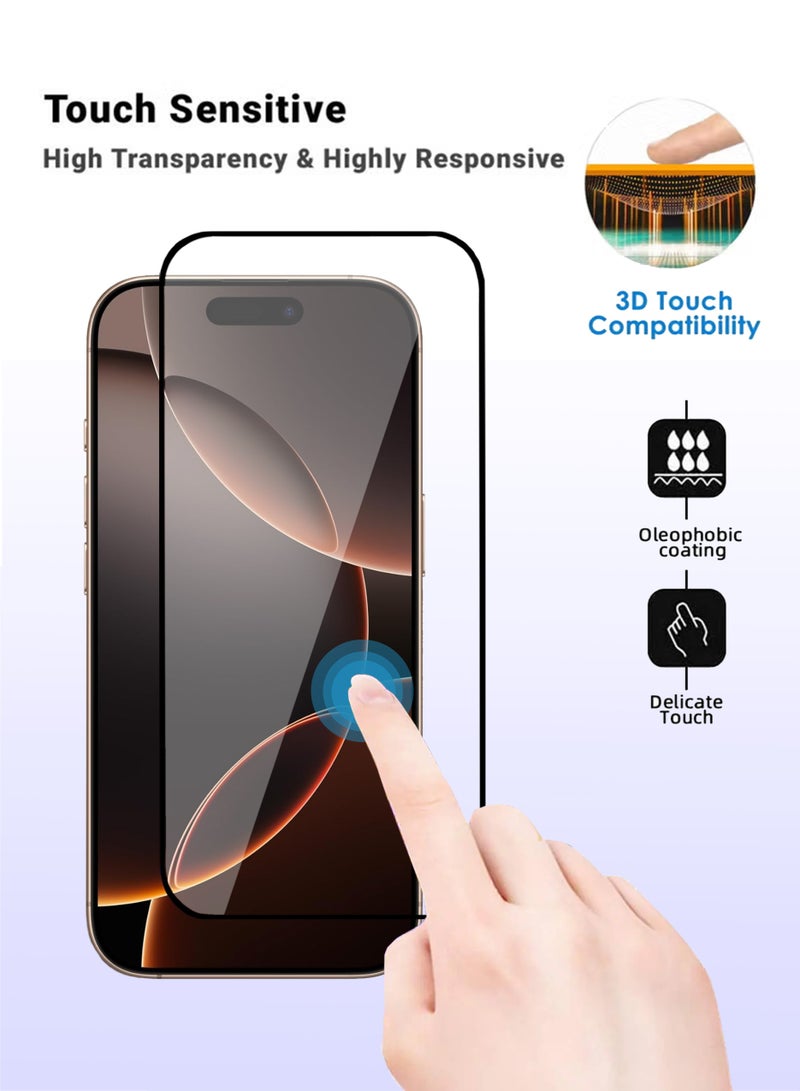 آيفون آبل 16 برو ماكس واقي الشاشة - زجاج مقسّى فاخر للشاشة الكاملة آيفون آبل 16 برو ماكس شفافية عالية، ملمس دقيق، مضاد للانفجار، حواف مقوسة ناعمة، سهل التركيب - Image 3