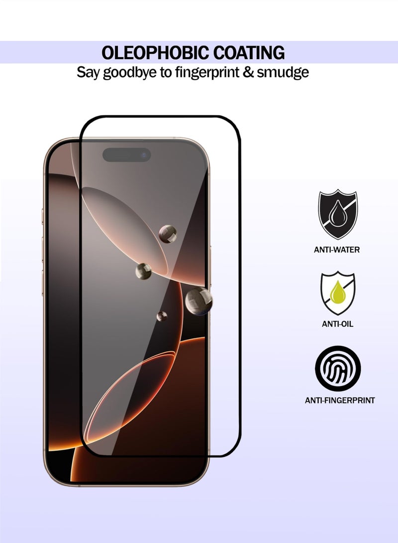 آيفون آبل 16 برو ماكس واقي الشاشة - زجاج مقسّى فاخر للشاشة الكاملة آيفون آبل 16 برو ماكس شفافية عالية، ملمس دقيق، مضاد للانفجار، حواف مقوسة ناعمة، سهل التركيب - Image 4