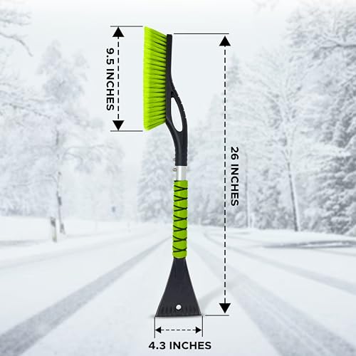 Autovir 27" Car Snow Brush and Ice Scrapers for Car Windshield (2 Pack), Window Scraper with Ergonomic Foam Grip, Snow Removal for Car, Must Have Winter Car Accessories (Green and Pink) - Image 3