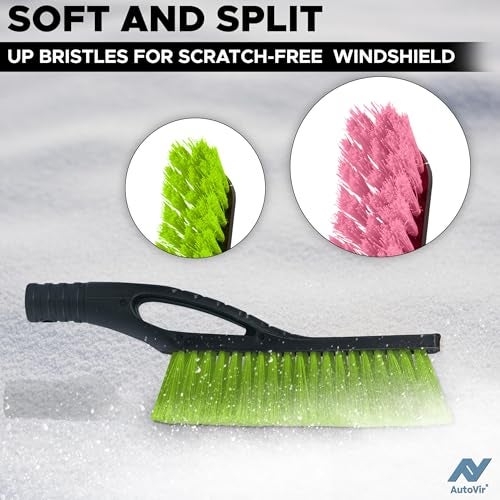 Autovir 27" Car Snow Brush and Ice Scrapers for Car Windshield (2 Pack), Window Scraper with Ergonomic Foam Grip, Snow Removal for Car, Must Have Winter Car Accessories (Green and Pink) - Image 4