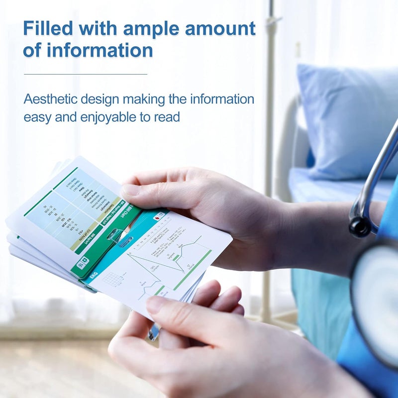 Nano Shield 96 Nursing Badge Reference Cards, Nursing School Essentials Set- Lab Values, EKG, Spanish Translation and More, Great Nursing Student Gifts - Image 4