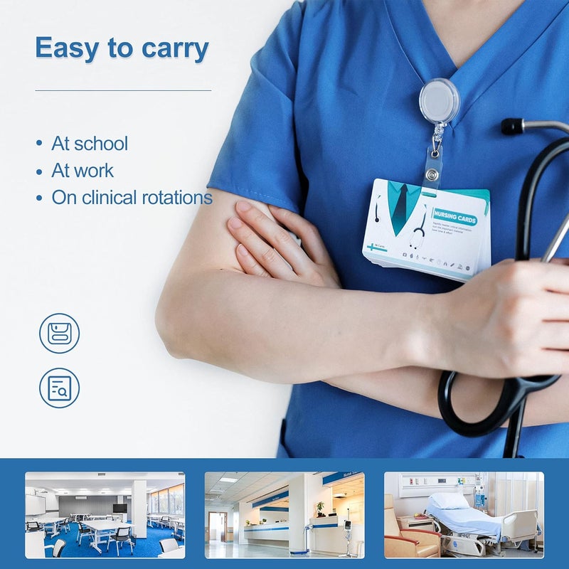 Nano Shield 96 Nursing Badge Reference Cards, Nursing School Essentials Set- Lab Values, EKG, Spanish Translation and More, Great Nursing Student Gifts - Image 3