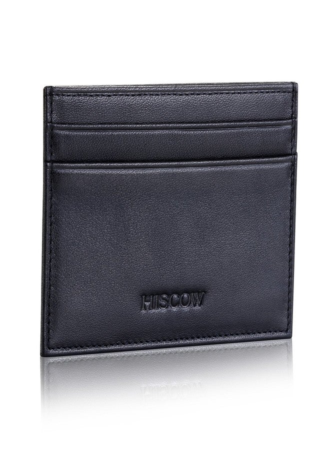 HISCOW Leather Slim Card Holder, Tiny Small Credit Card Wallet ID Case for Men & Women (Black) - Image 2