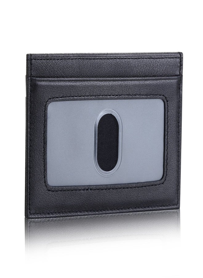 HISCOW Leather Slim Card Holder, Tiny Small Credit Card Wallet ID Case for Men & Women (Black) - Image 3