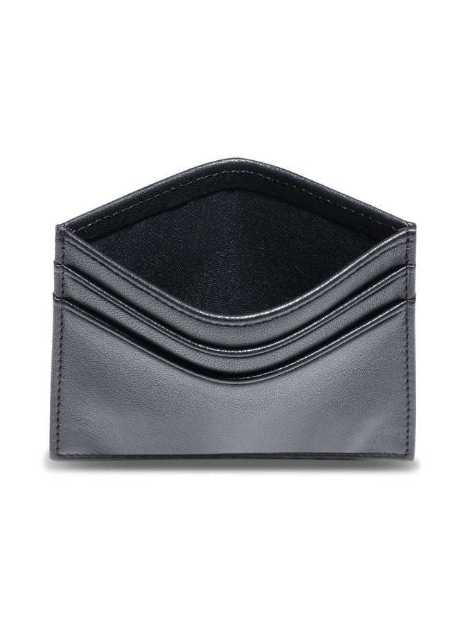 HISCOW Leather Slim Card Holder, Tiny Small Credit Card Wallet ID Case for Men & Women (Black) - Image 4