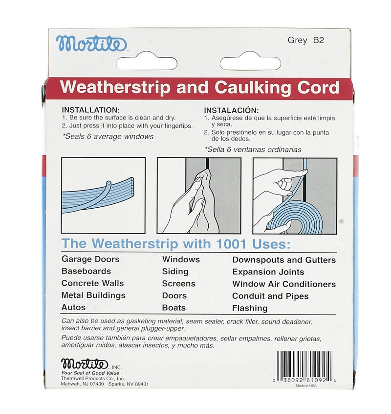 Frost King B2 Mortite Fingertip Caulking Cord, 1/8" x 90 ft, Grey - Image 5