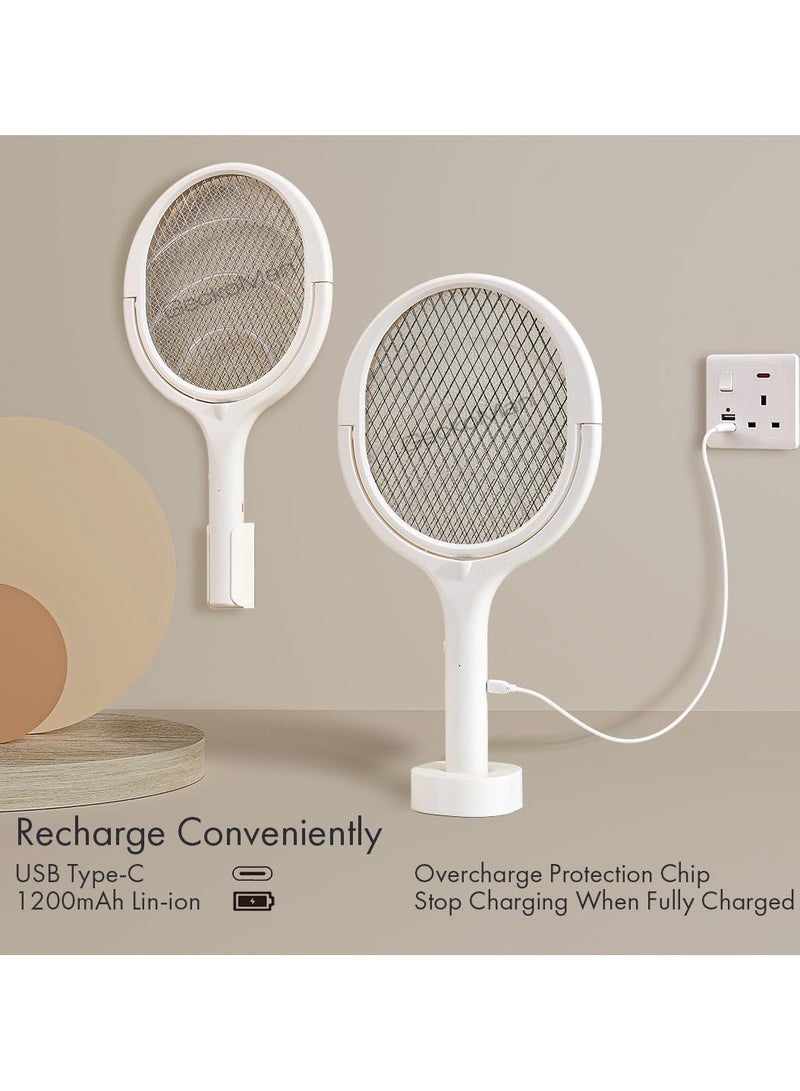 Rotating Head Electric Fly Swatter Racket Rechargeable Bug Zapper Racket Bug Zapper Indoor Fly Zapper Mosquito Zapper Flies Killer for Indoors, with a Telescopic Extension - Image 5