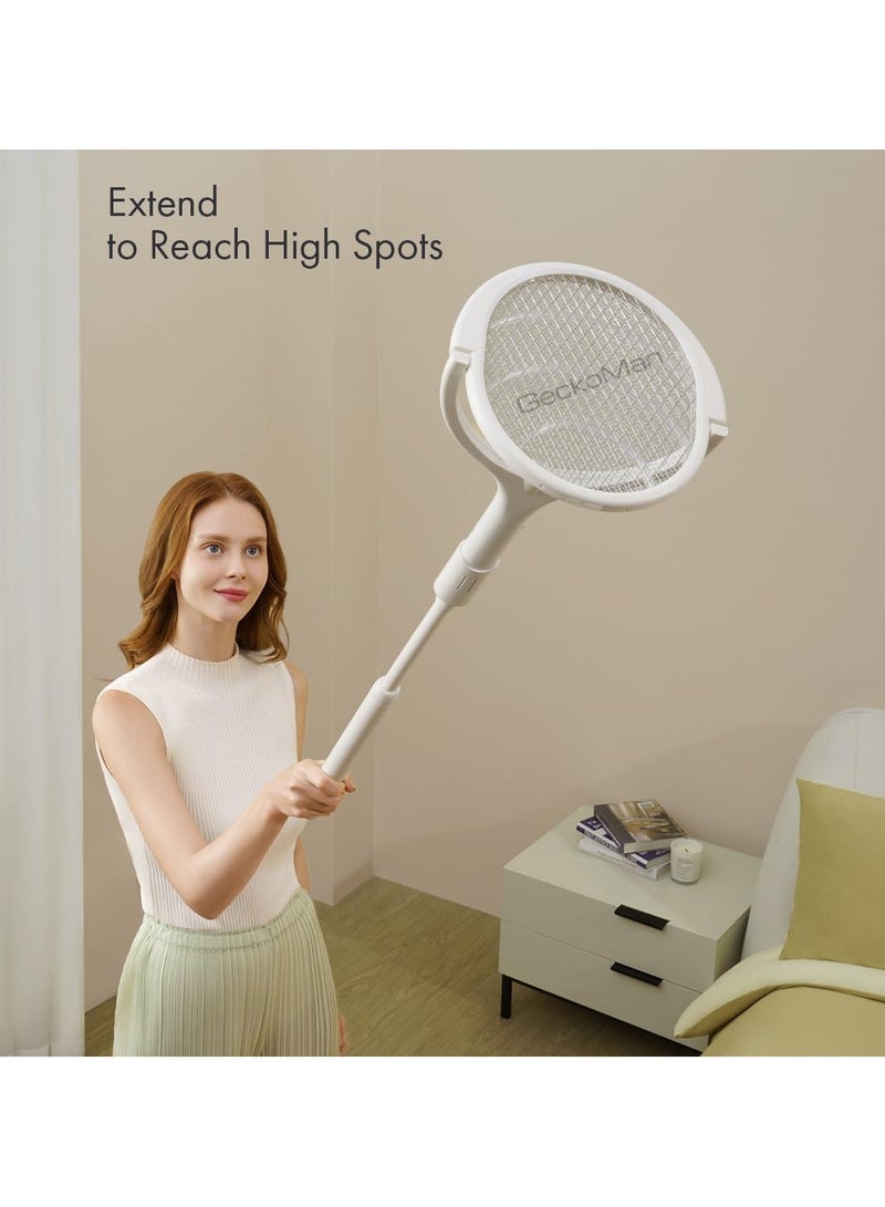 Rotating Head Electric Fly Swatter Racket Rechargeable Bug Zapper Racket Bug Zapper Indoor Fly Zapper Mosquito Zapper Flies Killer for Indoors, with a Telescopic Extension - Image 4