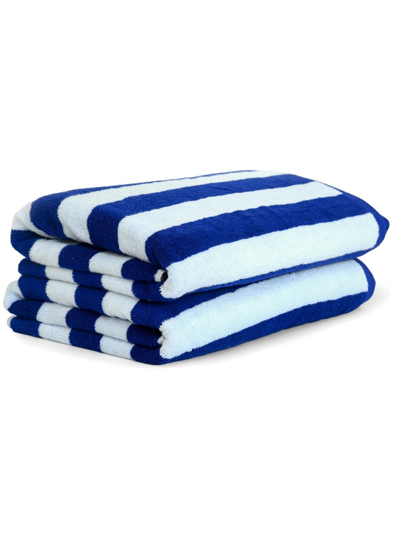 Rock Pow Oversized Beach Towels (2 Pack, 76x180 cm) - Extra Large 100% Cotton Summer Pool Cabana Stripe Highly Absorbent & Soft Towel  - Image 1