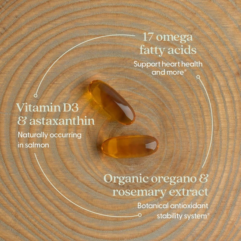 New Chapter مكمل زيت السمك Wholemega من New Chapter زيت السلمون البري من ألاسكا مع أوميغا 3 فيتامين D3 أستازانتين مصيد مستدام 180 حبة 1000 ملغ كبسولات لينة - Image 3
