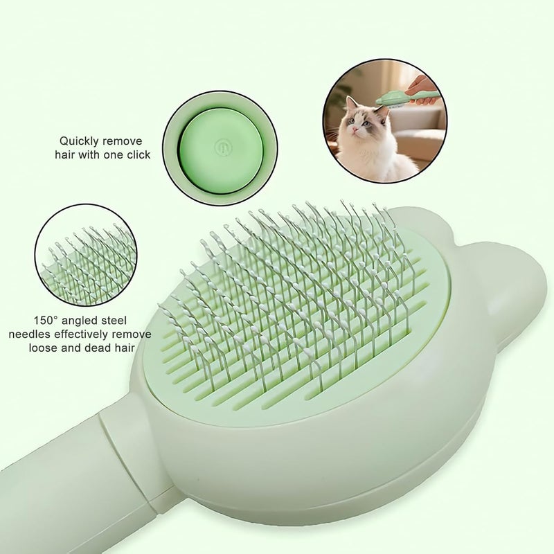 TAOKEY Cat Dog Grooming Brush for Shedding - Self Cleaning Deshedding Tool for Cats and Dogs, Removes Loose Undercoat, Mats, Shed Fur & Tangles, Pets Massage Comb for Long Short Hair - Image 3