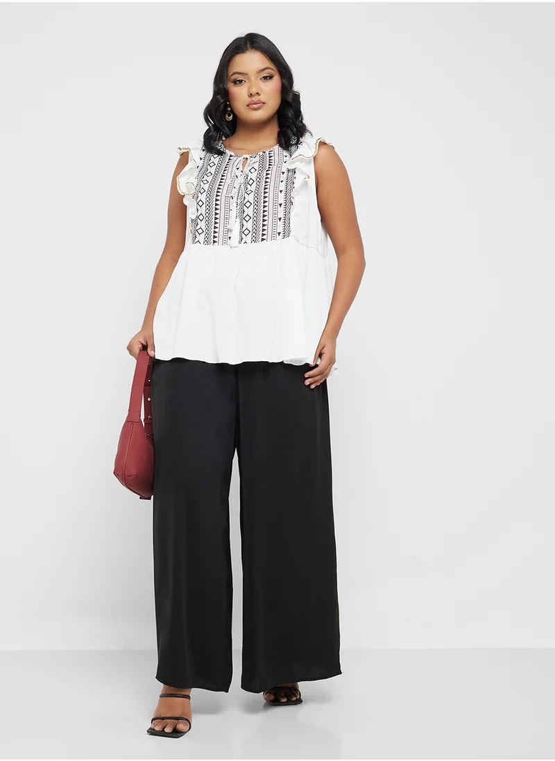 جينجر بلس Elasticised Waist Wide Leg Pants