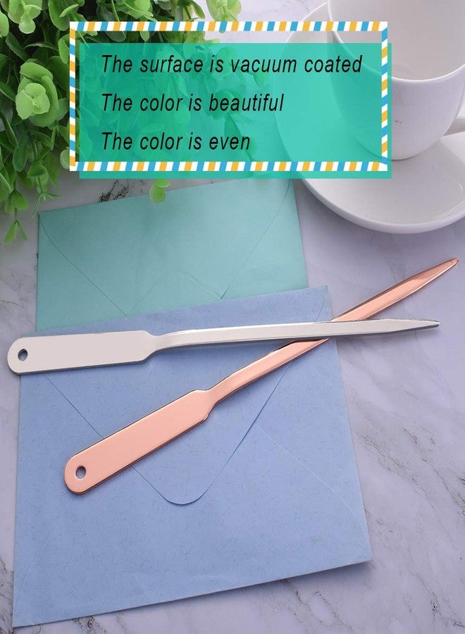 WXJ13 2 Pack Letter Openers Stainless Steel Lightweight Hand Envelope Slitter, Silver and Rose Gold - Image 5