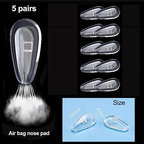 Omnful Eyeglasses Nose Pads, 5 Pairs Soft Silicone Air Chamber Glasses Nose Pads Replacement Repairing Kit, Screw-in Nose Pads with 3 in 1 Mini Screwdriver, Nose Pads for Glasses Sunglass Cleaning Cloth - Image 2