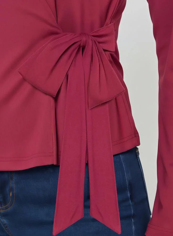 Styli Women Tie-Up Wrap Top with Long Sleeves