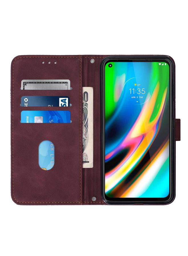 اس-توب جراب لهاتف Motorola Moto G9 Plus، جراب جلدي قابل للطي منقوش ثلاثي الأبعاد - Image 5