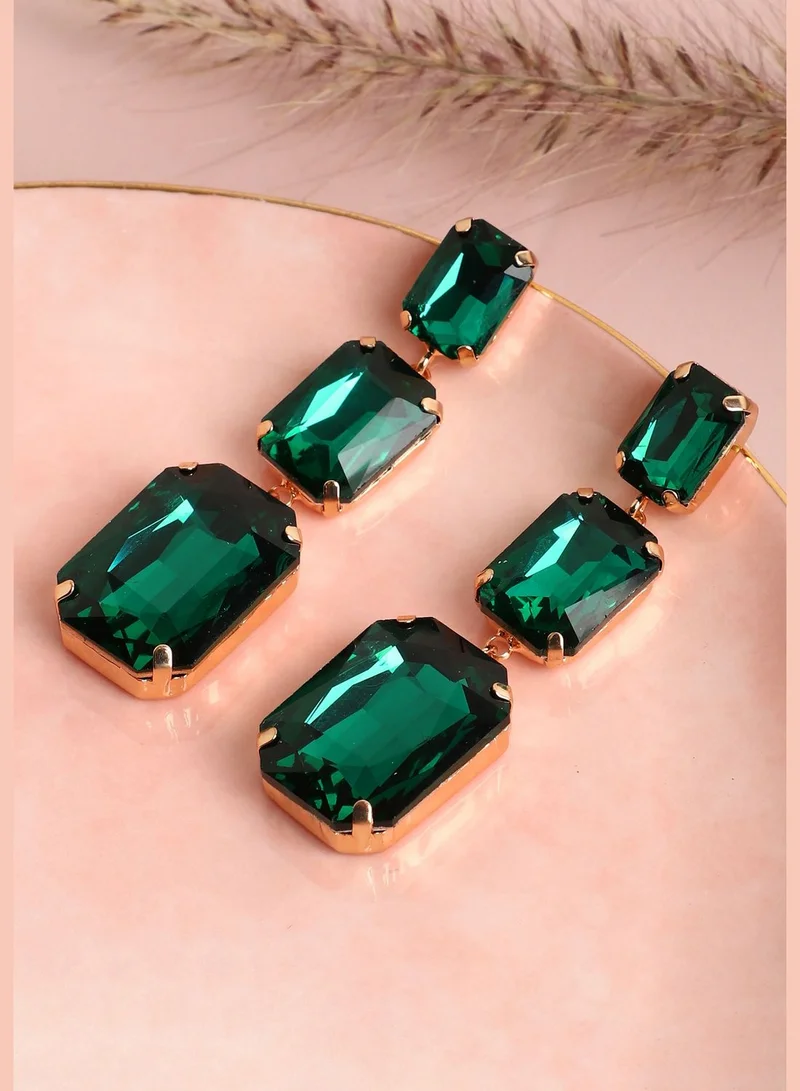 SOHI Gold Plated Designer Stone Drop Earring