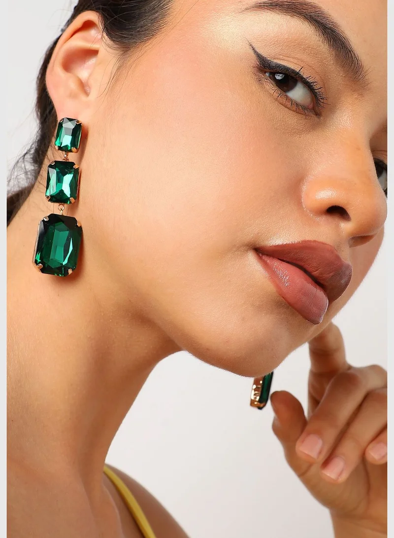 SOHI Gold Plated Designer Stone Drop Earring