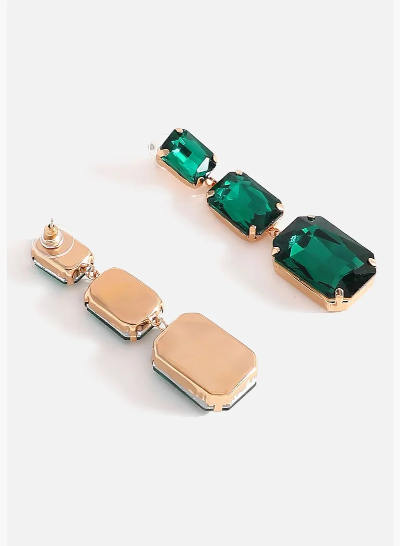 SOHI Gold Plated Designer Stone Drop Earring