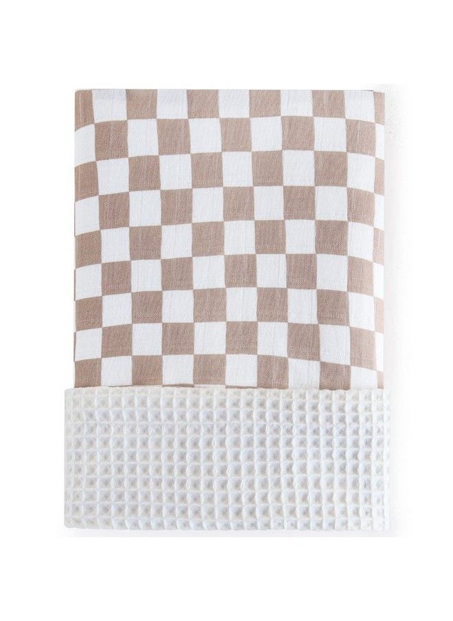LifeTree Waffle Baby Blankets Neutral Muslin Checkered Swaddle Blankets For Boys Girls 2 Layers Crib Stroller Blanket Receiving Blankets With Muslin Front And Waffle Backing Infant Newborn  - Image 1