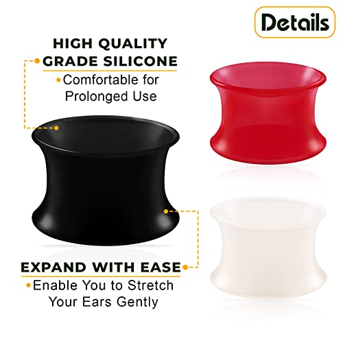 BIG GAUGES 3 Pairs Silicone 4gauges 5 mm Black Thin Double Flared Saddle Red Piercing Stretcher Ear Skin flesh Tunnel Plugs Lobe BG2056 - Image 3