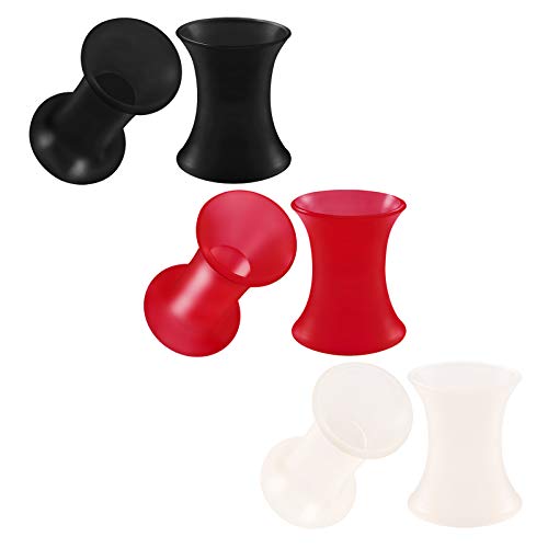 BIG GAUGES 3 Pairs Silicone 4gauges 5 mm Black Thin Double Flared Saddle Red Piercing Stretcher Ear Skin flesh Tunnel Plugs Lobe BG2056 - Image 1