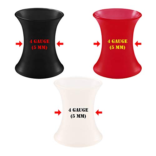 BIG GAUGES 3 Pairs Silicone 4gauges 5 mm Black Thin Double Flared Saddle Red Piercing Stretcher Ear Skin flesh Tunnel Plugs Lobe BG2056 - Image 2