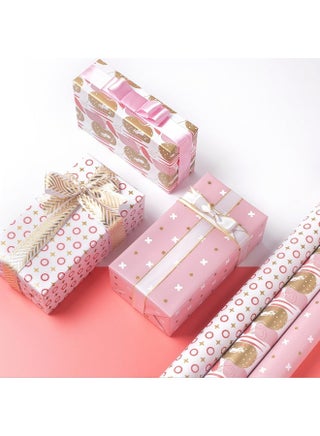 10 Sheets Gift Wrapping Paper with Ribbon Sticker Tape Set, Durable Gift Wrap Set for Birthday Party, Valentines Day, Wedding, Baby Shower, Bridal Shower, Graduation 50 cm X 70 cm - view 5