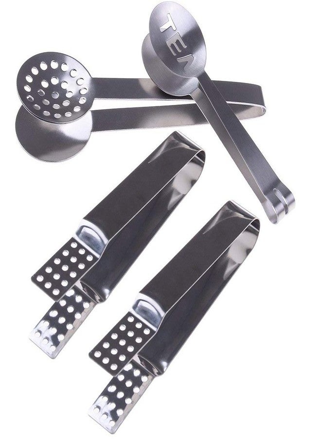 Haishell 4 Pcs Stainless Steel Tea Bag Tongs Teabag Squeezer Strainer Holder Grip Metal Spoon Mini Sugar Clip Kitchen Bar Tools - Image 1