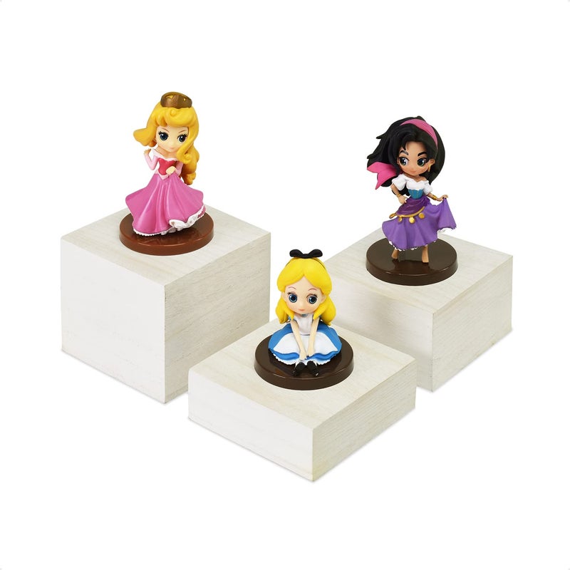 Mooca MOOCA Customizable Wooden Display Risers Set  3 Different Height Stands for Jewelry Watches Cosmetics and Accessory Wash White Color 