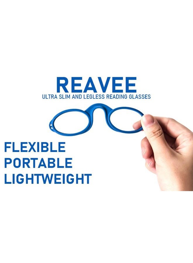 REAVEE Ultra Slim Armless Reading Glasses for Men Women, Small and Flat Readers Compact Pocket Size with Stick-on Case Holder,Blue 2.5 - Image 4