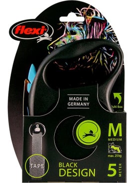 Flexi Black Design Striped Automatic Walking Collar Blue-Black 5m Medium  - Image 2